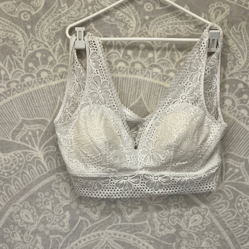 Rue21 White Floral Lace Bralette bra NWOT 3X sheer
